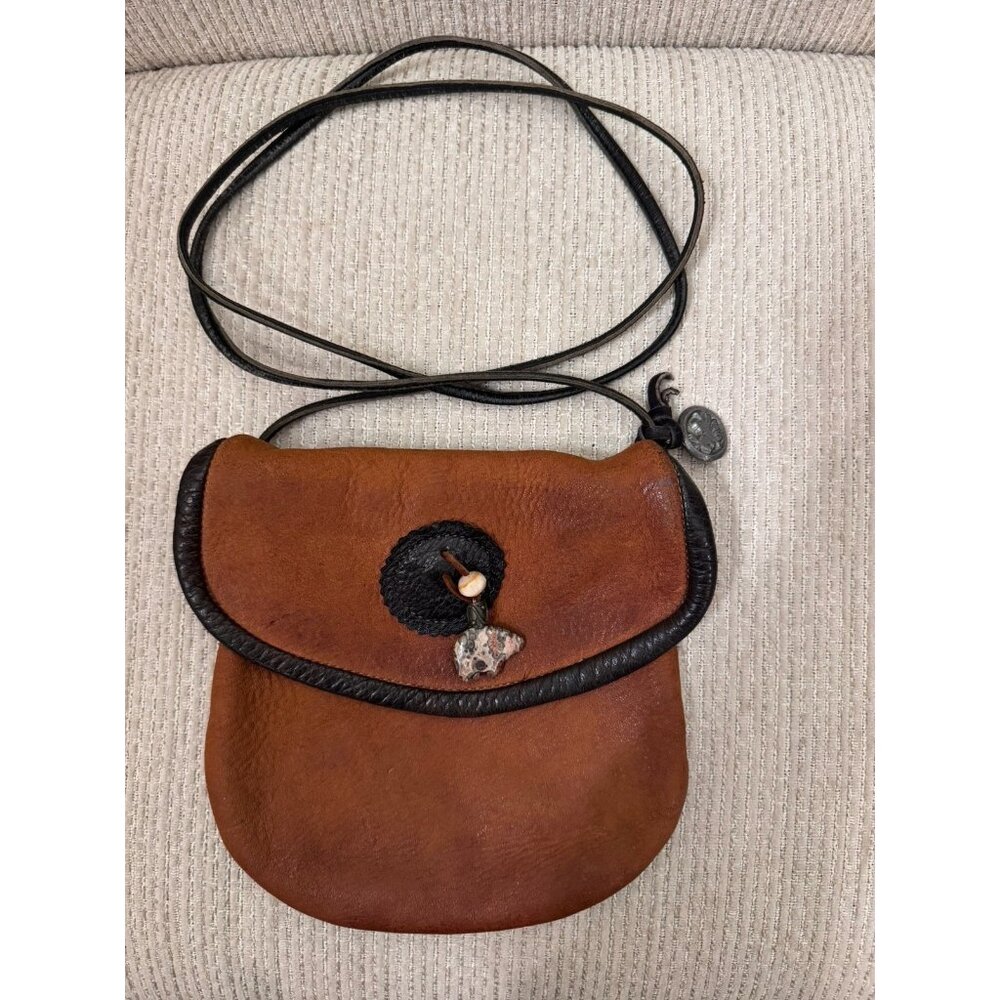 Erda Handmade Leather Crossbody Bag Maine Tan Black Trim
